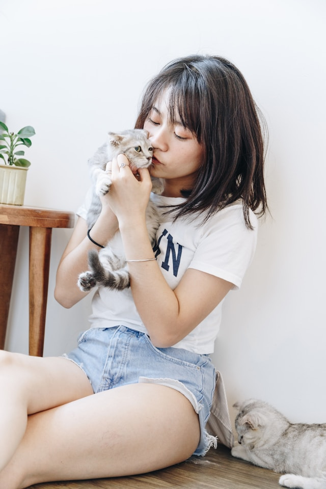 person holding a cat